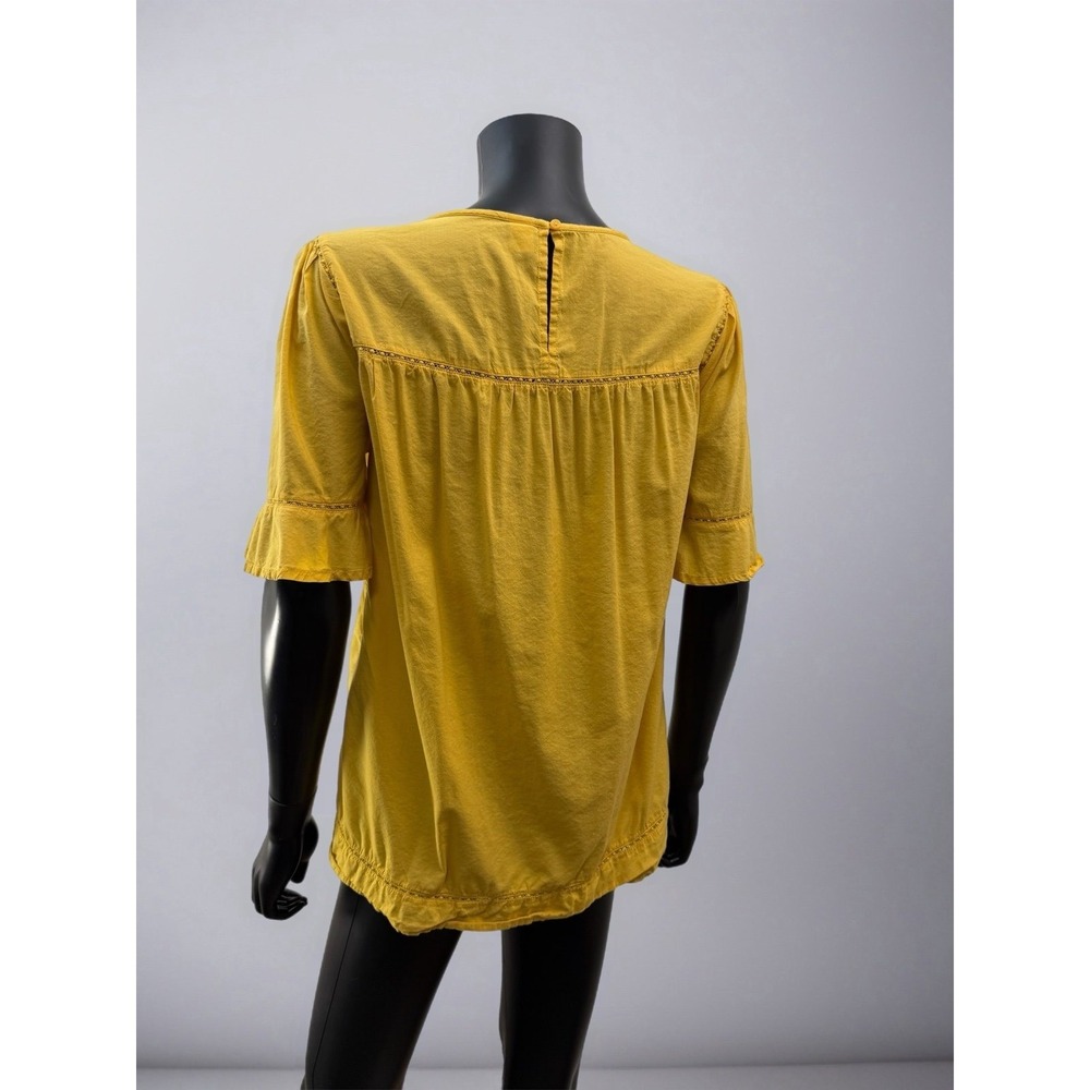 Old Navy Mustard Yellow Boho Peasant Blouse Medium‎ Relaxed Fit Short Sleeve - Picture 4 of 9